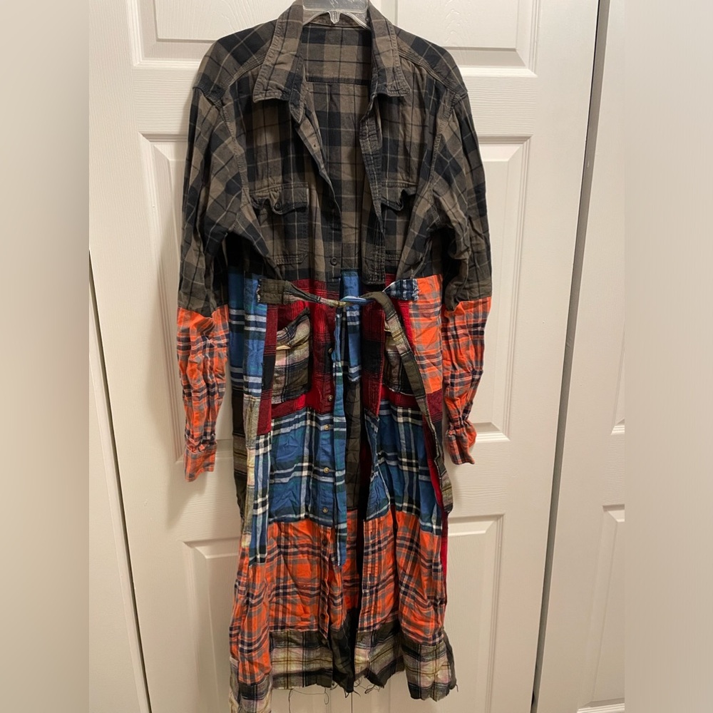 Handmade hobo long duster flannel cardigan